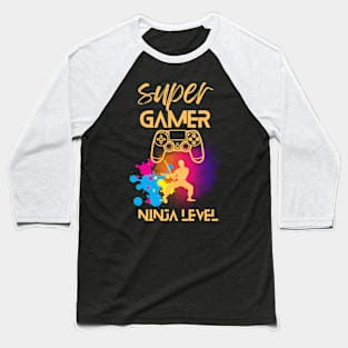 Super Gamer Ninja Game Over Gamer Gift Baseball T-Shirt